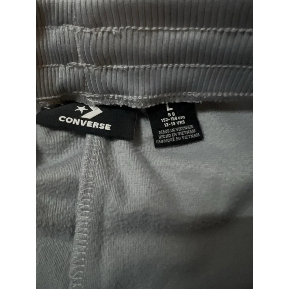 Converse All Star Kids Velour Joggers Grey Lavender Velvet Sweatpant Large 12-13